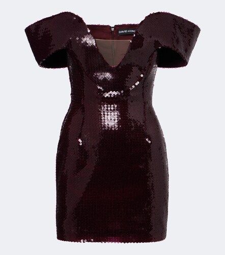 Abito corto off-shoulder con paillettes - David Koma - Modalova