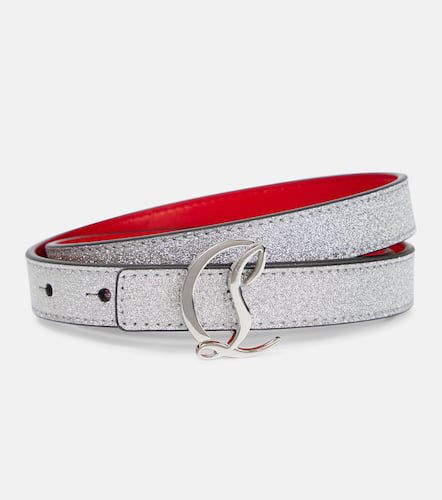 Glitter logo leather belt - Christian Louboutin - Modalova