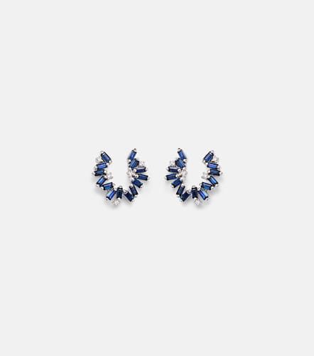 Kt white gold earrings with diamonds and sapphires - Suzanne Kalan - Modalova