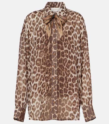 Illustration tie-neck leopard-print shirt - Zimmermann - Modalova