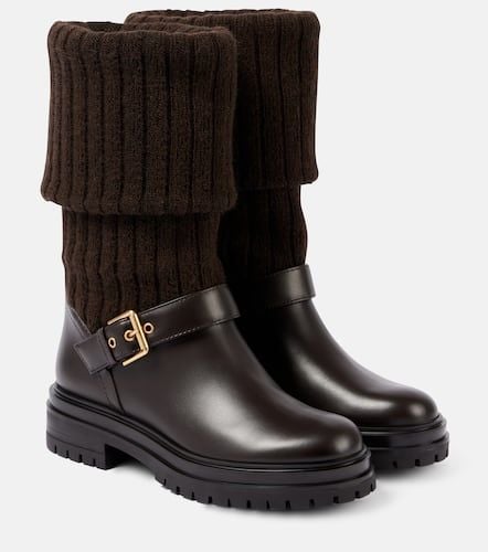 Thurso leather-trimmed biker boots - Gianvito Rossi - Modalova