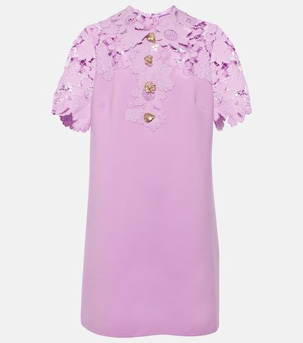 Lace-trimmed wool-blend minidress - Oscar de la Renta - Modalova