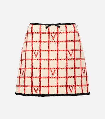 VLogo checked wool and cotton miniskirt - Valentino Garavani - Modalova