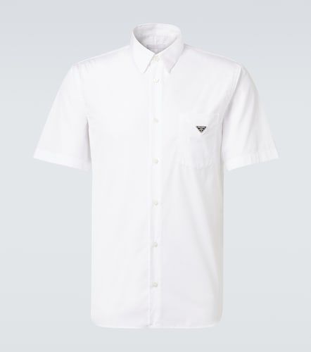 Camisa bowling de popelín de algodón con logo - Prada - Modalova