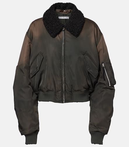 Cropped faux fur-trimmed bomber jacket - Acne Studios - Modalova