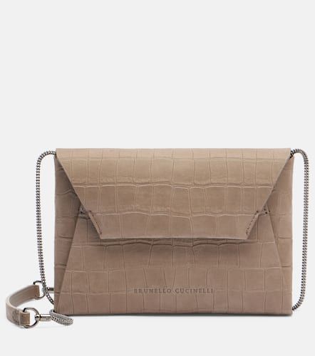 BC Duo croc-effect suede clutch - Brunello Cucinelli - Modalova
