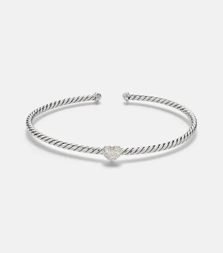 Cable FlexÂ® Heart Micro sterling cuff bracelet with diamonds - David Yurman - Modalova