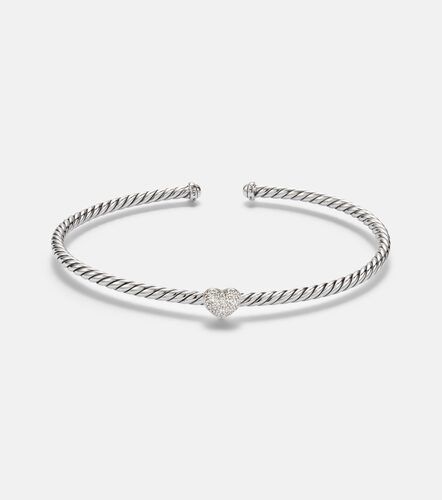 Pulsera Cable Flex® Heart Micro de plata de ley con diamantes - David Yurman - Modalova