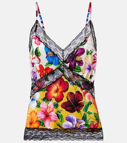 Camisole in misto seta con pizzo - Dolce&Gabbana - Modalova