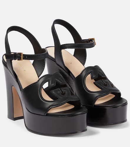Interlocking G leather platform sandals - Gucci - Modalova