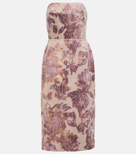 Floral strapless velvet midi dress - Dries Van Noten - Modalova