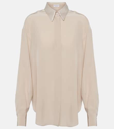 Embellished silk shirt - Brunello Cucinelli - Modalova