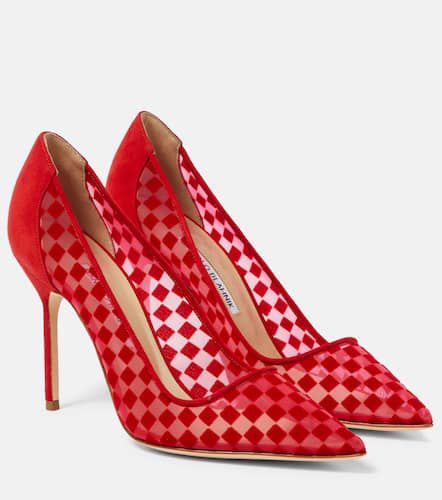 Bbla 105 checked leather-trimmed pumps - Manolo Blahnik - Modalova