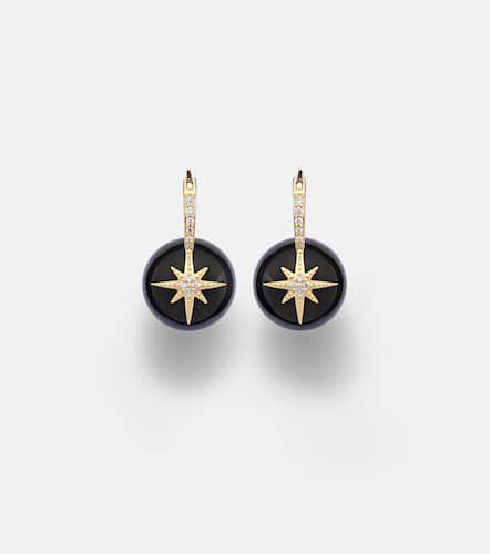 Starburst 14kt gold earrings with diamonds and onyx - Sydney Evan - Modalova