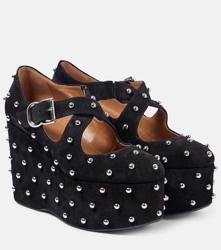 AlaÃ¯a Crisscrossed studded suede ballet flats - Alaia - Modalova