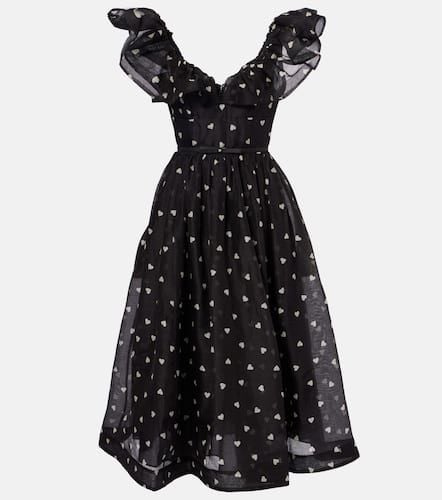 Crush polka-dot ruffled linen and silk midi dress - Zimmermann - Modalova