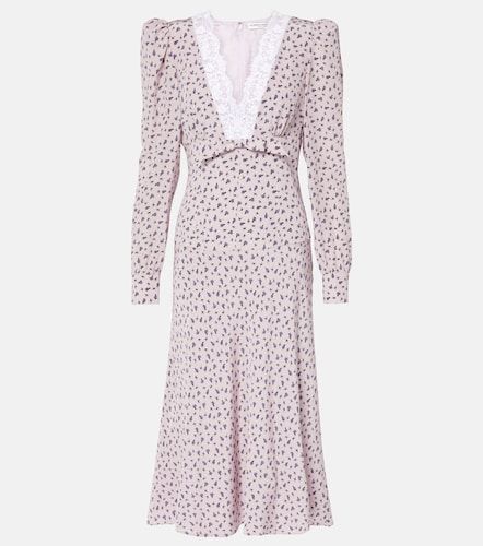 Abito midi in seta con pizzo - Alessandra Rich - Modalova