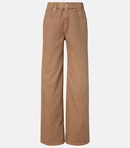 Pantaloni a gamba larga in cotone e lino - Brunello Cucinelli - Modalova