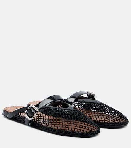 Alaia Fishnet leather-trimmed mules - Alaia - Modalova