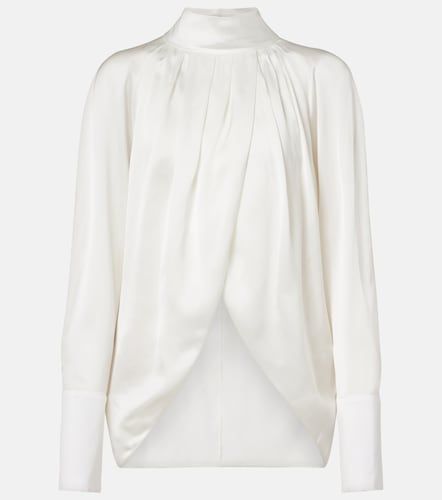 Blusa de satén de seda drapeada - Balmain - Modalova