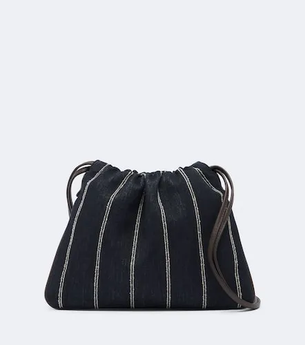 Borsa a tracolla in canvas e suede con monile - Brunello Cucinelli - Modalova