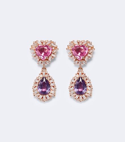 Kt rose drop earrings with sapphires and diamonds - Suzanne Kalan - Modalova