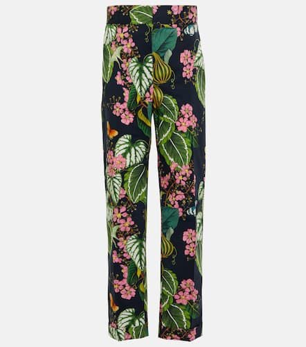 Printed straight cropped poplin pants - Oscar de la Renta - Modalova