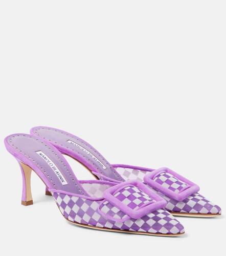 Maysalebi checked mesh and suede mules - Manolo Blahnik - Modalova