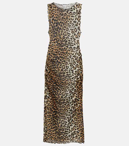 Vestido midi en malla de leopardo - Ganni - Modalova