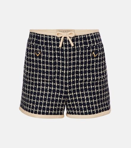 VLogo checked wool-blend boucle shorts - Valentino Garavani - Modalova