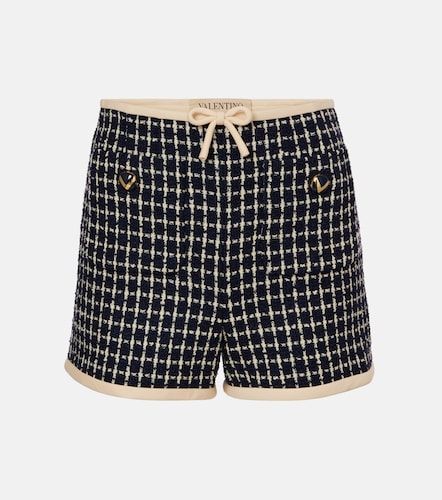 VLogo checked wool-blend boucle shorts - Valentino - Modalova