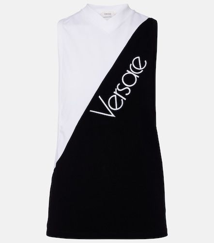 Top en mezcla de algodón bordado con logo - Versace - Modalova