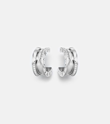 Orecchini B.zero1 in oro bianco 18kt con diamanti - Bvlgari - Modalova