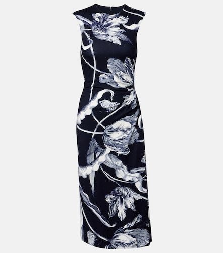 Vestido midi de jersey floral drapeado - Erdem - Modalova