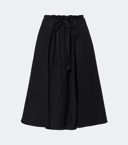 Leather-trimmed virgin wool midi skirt - Moncler - Modalova