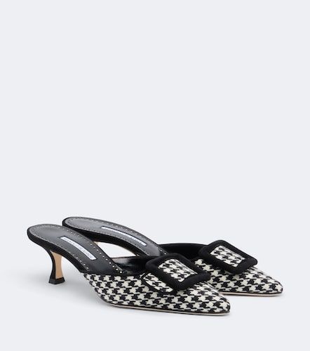 Maysalebi houndstooth suede-trimmed mules - Manolo Blahnik - Modalova