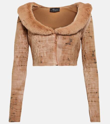 Faux fur-trimmed cropped cardigan - Blumarine - Modalova