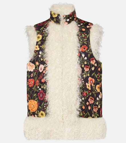 Folk floral faux fur-trimmed vest - La DoubleJ - Modalova