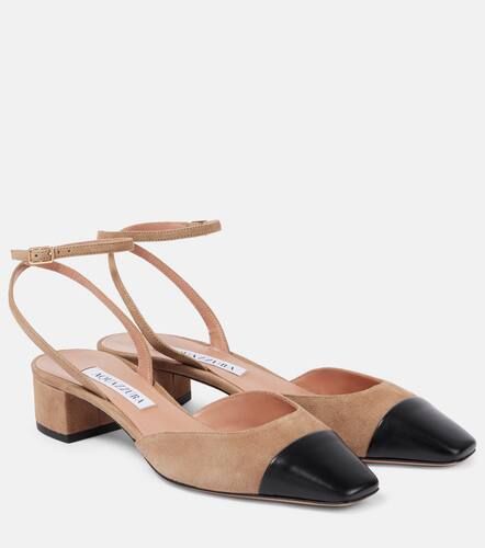 French Flirt 35 leather-trimmed suede pumps - Aquazzura - Modalova