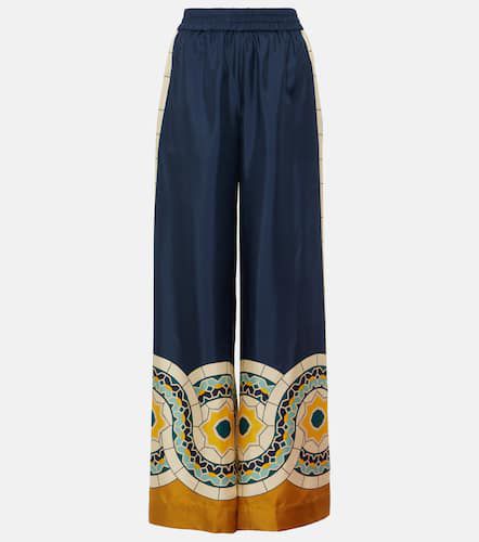 Printed silk twill palazzo pants - La DoubleJ - Modalova