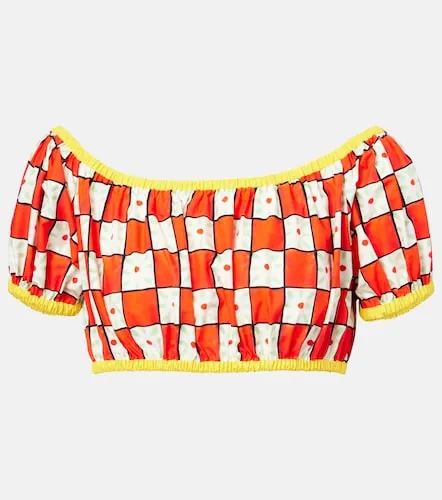 Patterned cotton crop top - Dolce&Gabbana - Modalova