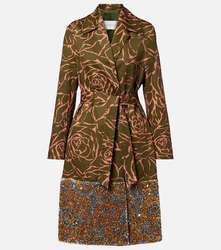 Floral sequined cotton wrap coat - Dries Van Noten - Modalova