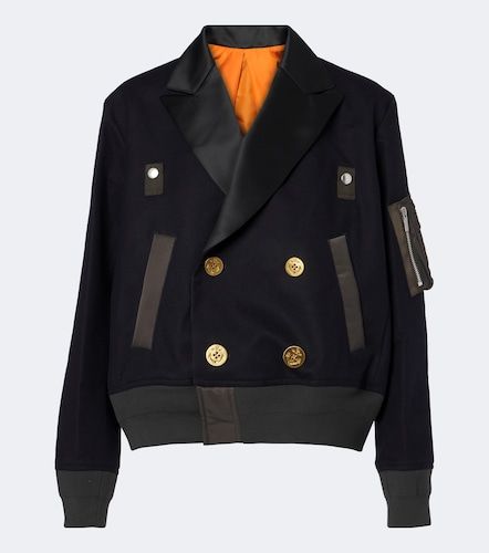 Paneled wool flannel and twill jacket - Sacai - Modalova