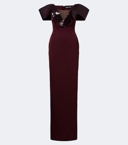 Abito lungo off-shoulder in raso con paillettes - David Koma - Modalova