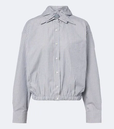 Blusa de algodón a cuadros con lazo - Prada - Modalova