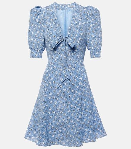 Abito corto in seta con stampa e fiocco - Alessandra Rich - Modalova
