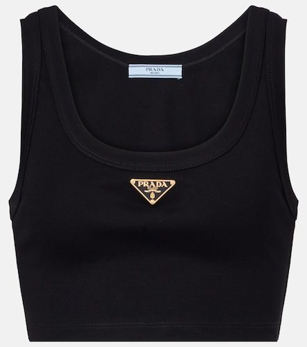 Top cropped in cotone con logo - Prada - Modalova