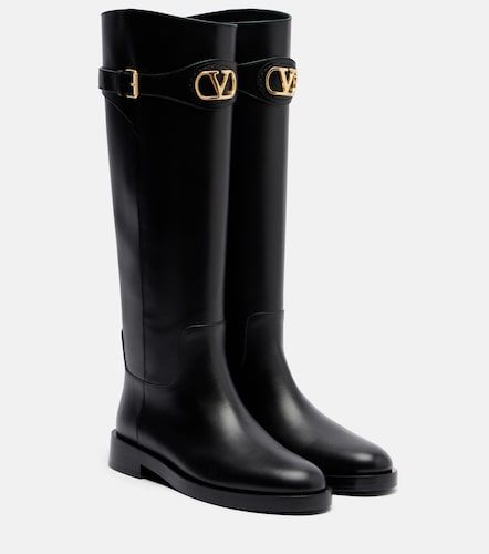 Botas altas de piel con VLogo - Valentino Garavani - Modalova