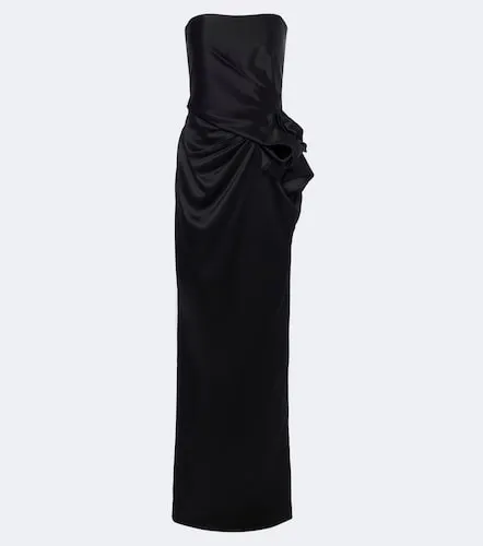 Gathered silk satin bustier gown - Balmain - Modalova