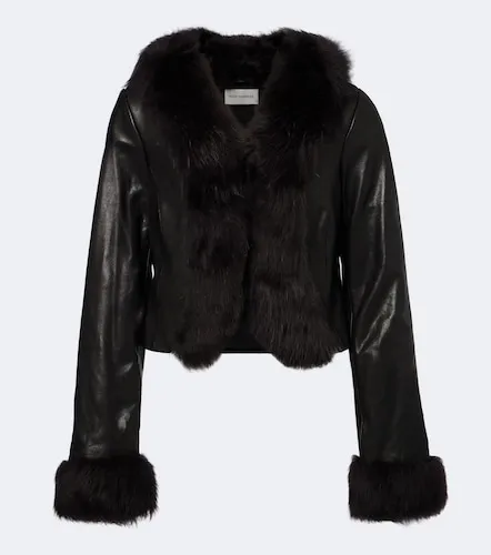Sofie shearling-trimmed leather jacket - Nour Hammour - Modalova
